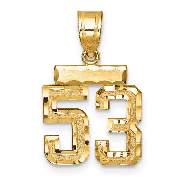 14k Yellow Gold, Varsity Collection, Small D/C Pendant Number 53 - Picture 1 of 3